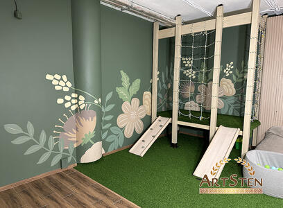 Роспись стен для студии детского праздника на заказ в СПб