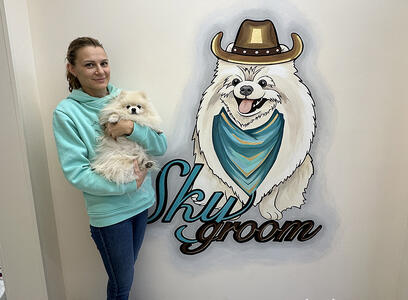 Роспись стен в салоне груминга Sky Groom на заказ в СПб
