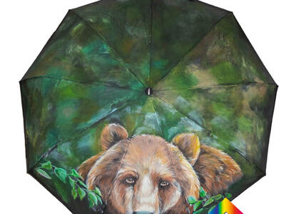 Роспись зонта Медведь на заказ в СПб