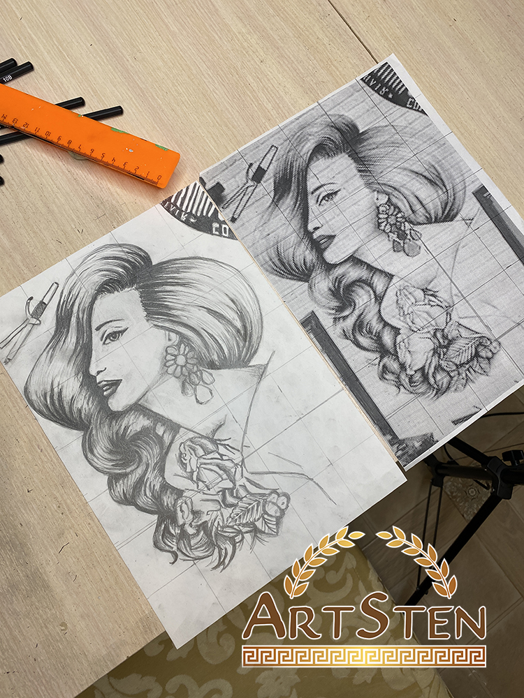 Портрет девушки — задание курса по росписи стен
